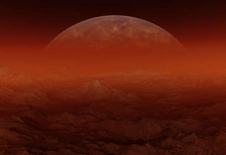 Red Alien Planet - 3D Rendered Computer Artworkの写真素材
