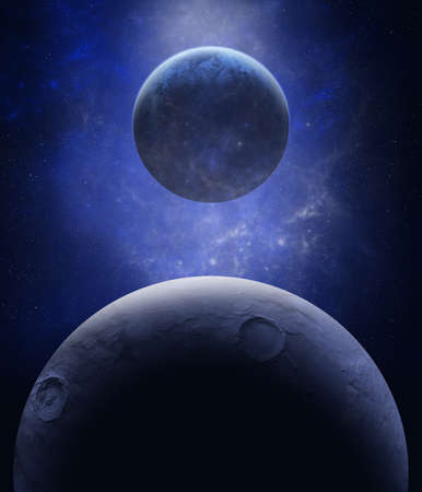 Alien planets and stars from the spaceの写真素材