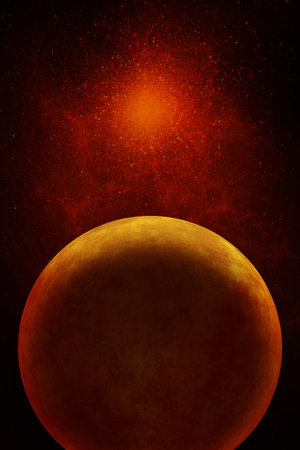 Alien planet and stars from the space
