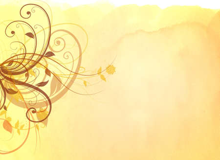 Yellow abstract background. Fresh spiral curls or swirls.の写真素材