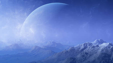 3d rendered Space Art: Alien Planet - A Fantasy Landscapeの写真素材