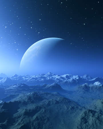 3d rendered Space Art: Alien Planet - A Fantasy Landscapeの写真素材