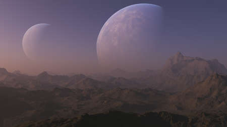 3d rendered Space Art: Alien Planet - A Fantasy Landscapeの写真素材