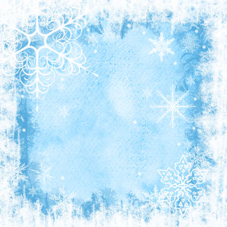 Blue Winter Background with snowflakes for your own creationsの写真素材