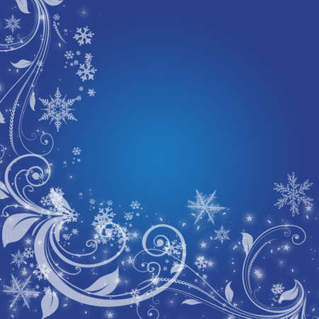 Blue Winter Background with snowflakes for your own creationsの写真素材
