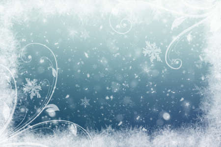 Blue Winter Background with snowflakes for your own creationsの写真素材