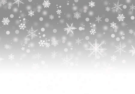 Grey Winter Background with snowflakes for your own creationsの写真素材