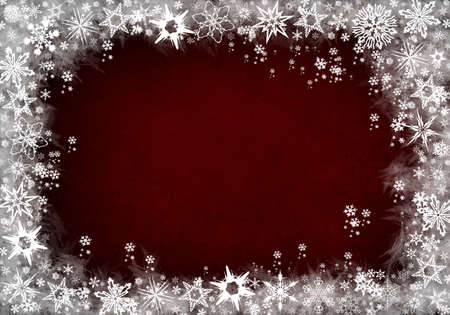 Red Winter Background with snowflakes for your own creationsの写真素材