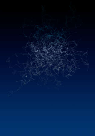 Plexus lines, dots and light beams with light points. Abstract technology, science and engineering background. Depth of field settings. 3D rendering.の写真素材