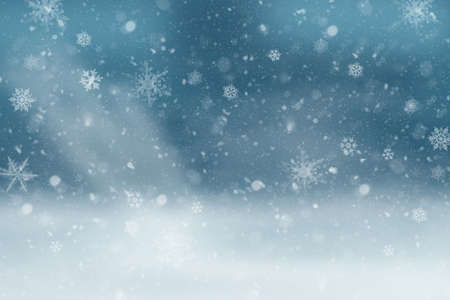 Blue Winter Background with snowflakes for your own creationsの写真素材