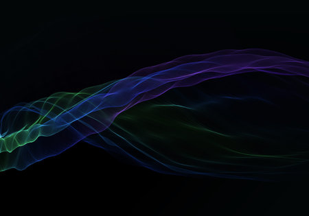 Abstract background waves. Black, blue, green and purple abstract background