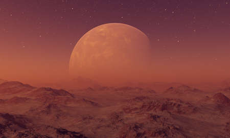 3d rendered Space Art: Alien Planet - A Fantasy Landscapeの写真素材