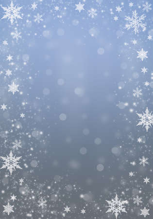Blue Winter and Christmas Background with snowflakes for your own creationsの写真素材