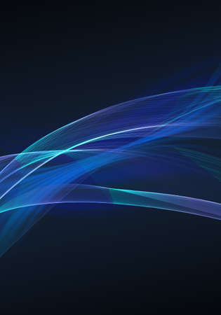 Abstract black background with blue dynamic linesの写真素材