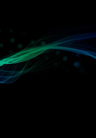 Abstract black background with blue and green dynamic linesの写真素材