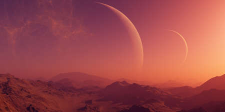 3d rendered Space Art: Alien Planet - A Fantasy Landscapeの写真素材
