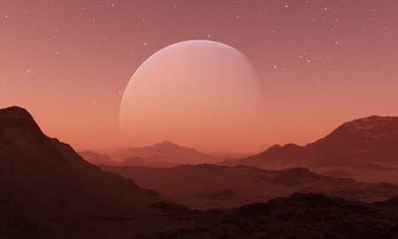 3d rendered Space Art: Alien Planet - A Fantasy Landscape