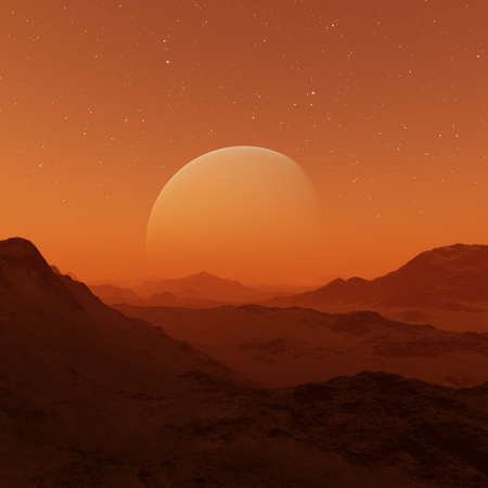 3d rendered Space Art: Alien Planet - A Fantasy Landscapeの写真素材