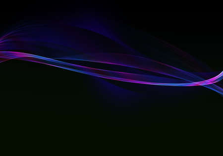 Elegant abstract dark background design with blue and purple curves and space for your textの写真素材