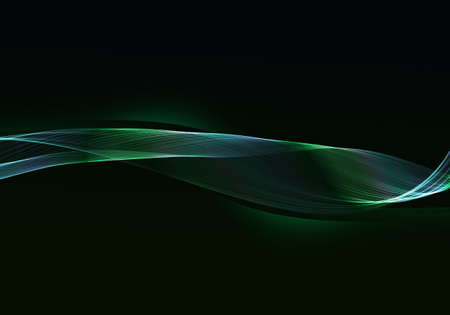 Elegant abstract dark background design with blue and green curves and space for your textの写真素材