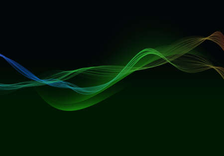 Abstract background waves. Black, green and blue abstract background with space for your textの写真素材