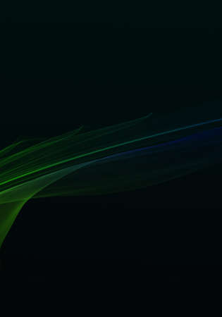 Abstract black background with blue and green dynamic linesの写真素材