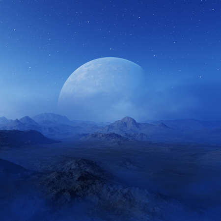 3d rendered Space Art: Alien Planet - A Fantasy Landscapeの写真素材