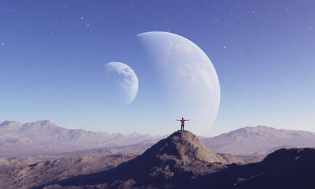 3d rendered Space Art: Alien Planet - A Fantasy Landscapeの写真素材