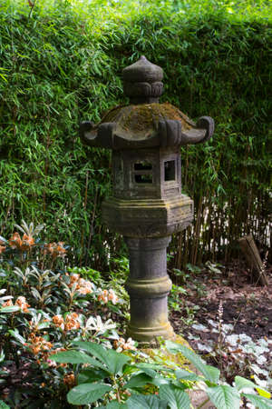Stone lantern (Katsura lantern) in Japanese gardenの写真素材