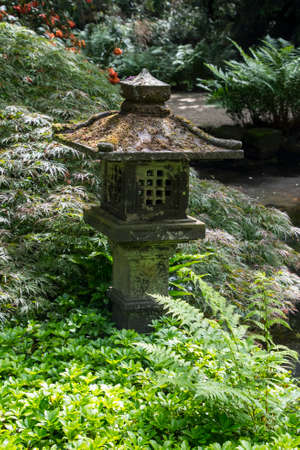 Stone lantern (Katsura lantern) in Japanese gardenの写真素材
