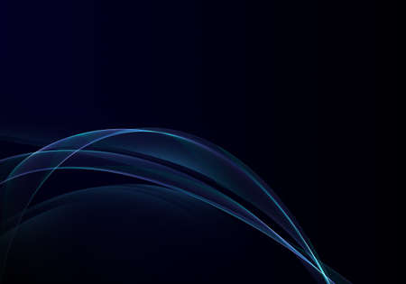Elegant abstract dark background design with blue curves and space for your textの写真素材