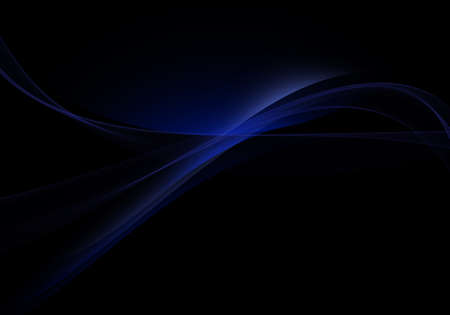 Elegant abstract dark background design with blue curves and copyspace for your textの写真素材
