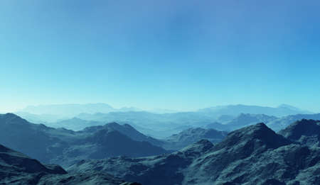 3d generated fantasy landscape of lonely desert mountainsの写真素材