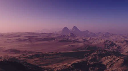 3d generated fantasy landscape of lonely desert mountainsの写真素材