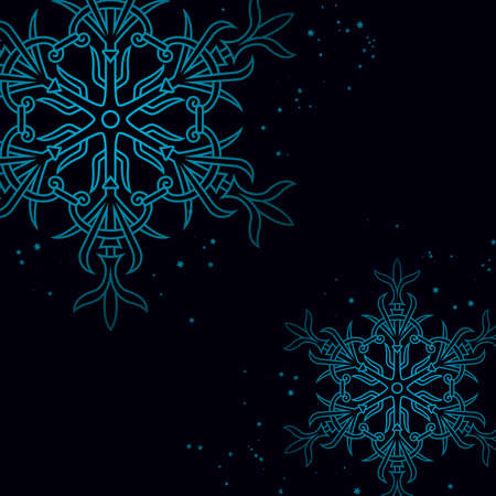 Dark blue Winter Background Mandala Style for your own creationsの写真素材