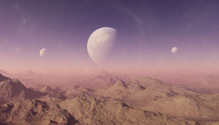 3d rendered Space Art: Alien Planet - A Fantasy Landscapeの写真素材