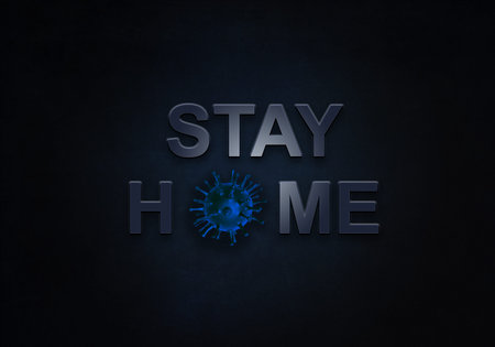 Stay home. Corona quarantine sign caution coronavirus. Stop Covid-19.