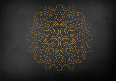 Sacred spiritual Mandala on a dark slate background. Concept of meditation and relaxation.