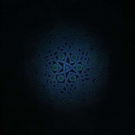 Dark blue vintage greeting card with Mandala. Great for invitation, flyer, menu, brochure, postcard, wallpaper, decoration, or any desired idea.の写真素材