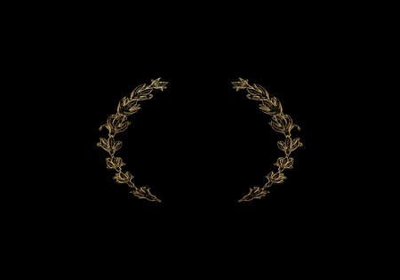 Black background with luxery golden ornaments. golden frame. Good for logo or invitation.の写真素材