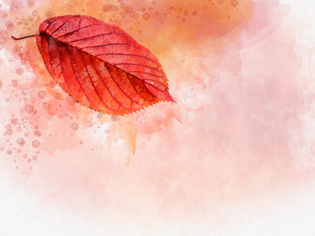Autumn leave - watercolor on a white background. Fall illustration.