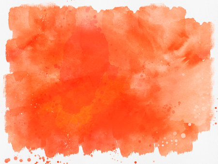 Abstract orange watercolor background. Watercolor splash, illustration isolated on white background. Watercolor background for invitations, cards, posters. Texture, abstract background, color splashingの写真素材