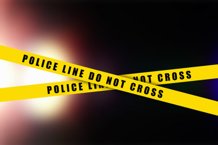 Police tape, crime danger line. Caution police lines isolated. Warning tapes. Set of yellow warning...