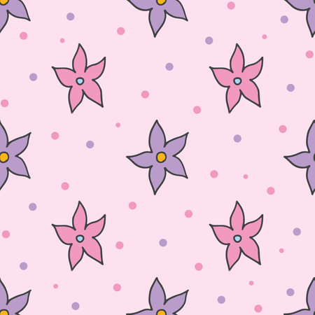 Colorful flowers on pink background, Seamless pattern for wallpaper, wrapping, scrapbookingの写真素材