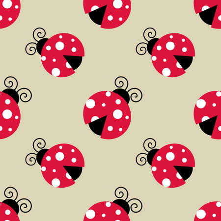 Ladybugs seamless background repeating pattern, wallpaper background, cute seamless pattern backgroundの写真素材