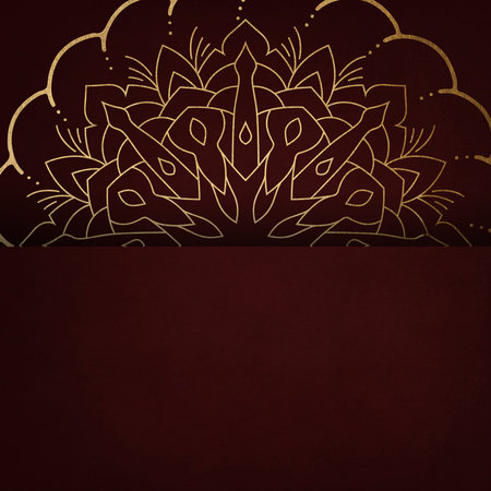 Dark red vintage greeting card with Mandala. Great for invitation, flyer, menu, brochure, postcard,...