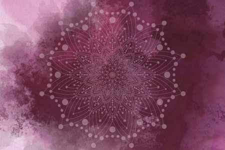 Carmine red vintage greeting card with Mandala. Great for invitation, flyer, menu, brochure,...