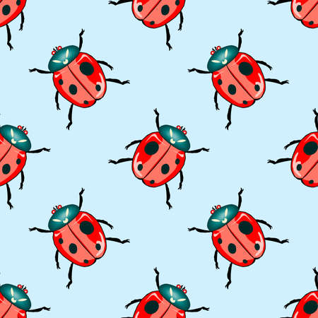 Ladybugs seamless background repeating pattern, wallpaper background, cute seamless pattern backgroundの写真素材