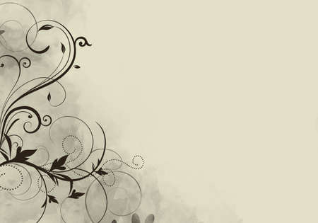 Graphical abstract illustration with swirls on a beige watercolor background.の写真素材