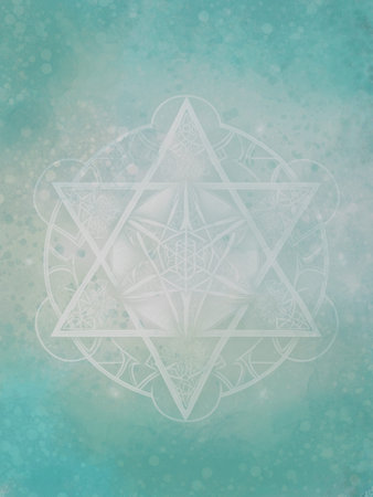 Decorative star symbol on abstract watercolor background.